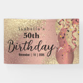 Banderoles Parties scintillant or et or rose Anniversaire (Horizontal)