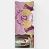 Banderoles Parties scintillant or rose 60e anniversaire & bal (Vertical)