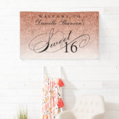 Banderoles Parties scintillant or rose Sweet 16 Accueil perso (En situation)
