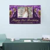 Banderoles Parties scintillant pourpre et ballons d'or Annive (Salon professionnel)
