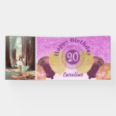 Banderoles Parties scintillant rose 20e anniversaire & Ballon (Horizontal)