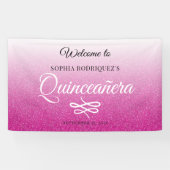 Banderoles Parties scintillant rose chaud Quinceañera 15e ann (Horizontal)