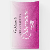 Banderoles Parties scintillant rose chaud Quinceañera 15e ann (Vertical)