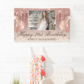 Banderoles Parties scintillant rose de goutte d'or avec diama (En situation)