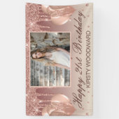 Banderoles Parties scintillant rose de goutte d'or avec diama (Vertical)