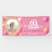 Banderoles Parties scintillant rose et or Fab 60e fête d'anni (Horizontal)