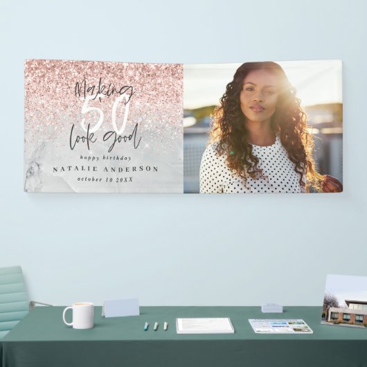 Banderoles Parties scintillant rose marbre faisant 50 look bo (Salon professionnel)