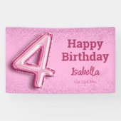 Banderoles Parties scintillant rose mignon ballon no.4 girly (Horizontal)