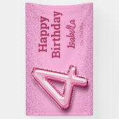 Banderoles Parties scintillant rose mignon ballon no.4 girly (Vertical)