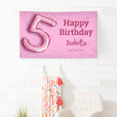 Banderoles Parties scintillant rose mignon ballon no.5 girly  (En situation)