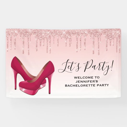 Banderoles Parties scintillant roses modernes et talons hauts (Horizontal)
