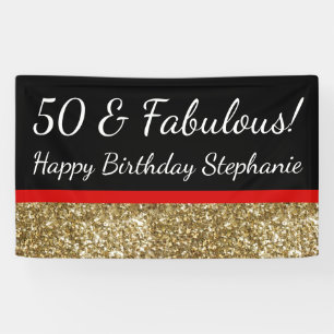 Banderoles Parties scintillant Rouge Gold 50e Fabulous Birthd