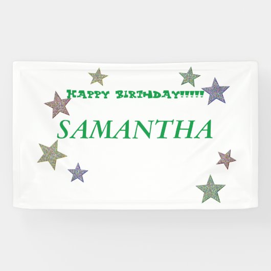 Banderoles Parties scintillant Stars Green Text Joyeux Annive (Horizontal)