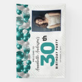 Banderoles Parties scintillant turquoise de ballons d'argent  (Verticale)