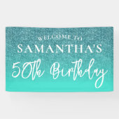 Banderoles Parties scintillant turquoise et Turquoise 50e ann (Horizontal)