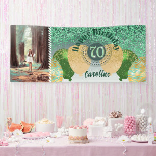 Banderoles Parties scintillant verte 70e anniversaire & ballo