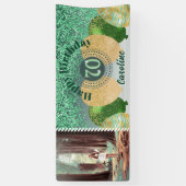 Banderoles Parties scintillant verte 70e anniversaire & ballo (Vertical)