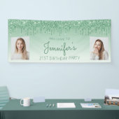 Banderoles Parties scintillant verte à goutte Deux photo 21e  (Salon professionnel)