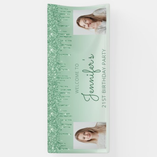Banderoles Parties scintillant verte à goutte Deux photo 21e (Vertical)