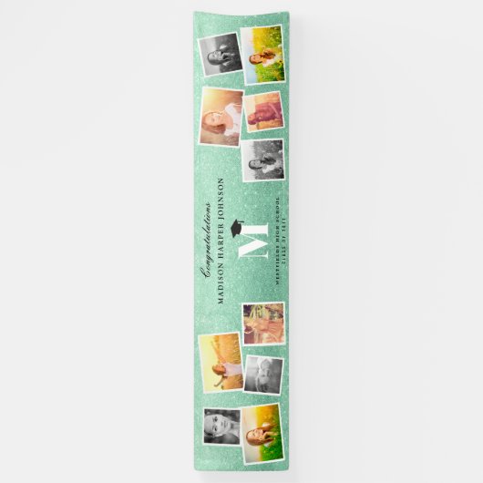 Banderoles Parties scintillant verte Monogramme 10 Photo Grad (Vertical)