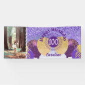 Banderoles Parties scintillant violette 100e anniversaire & b (Horizontal)