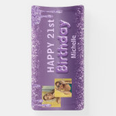 Banderoles Parties scintillant violette moderne Photo 21e ann (Verticale)