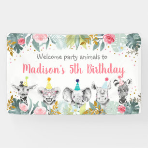 Banderoles Party Animal rose Gold Safari Anniversaire
