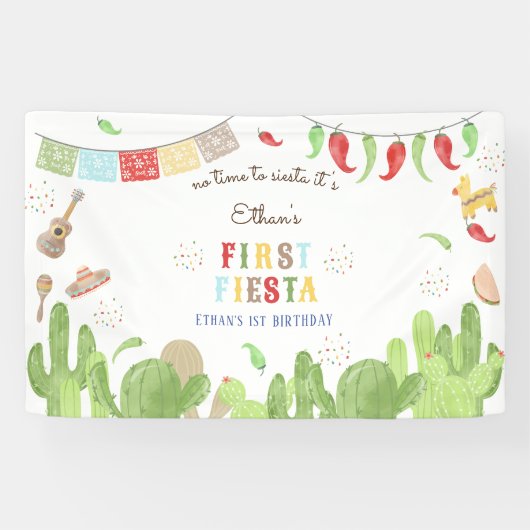 Banderoles Pas le temps de siesta fiesta mexicaine premier an (Horizontal)