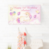Banderoles Pastel Aquarelle Unicorne Et Ballons Anniversaire (En situation)