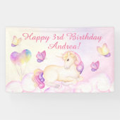 Banderoles Pastel Aquarelle Unicorne Et Ballons Anniversaire (Horizontal)