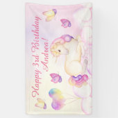 Banderoles Pastel Aquarelle Unicorne Et Ballons Anniversaire (Vertical)