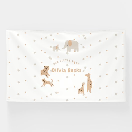Banderoles Pastel Beige mignon Baby shower illustratif (Horizontal)