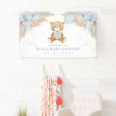 Banderoles Pastel Bleu Boho Pampas Ours en Teddy Bienvenue Ba (En situation)