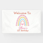 Banderoles Pastel Boho Arc En Ciel Avec Coeur anniversaire Bi (Horizontal)