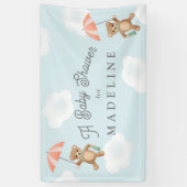 Banderoles Pastel Classic Teddy Bear Peach Blue Baby shower (Vertical)