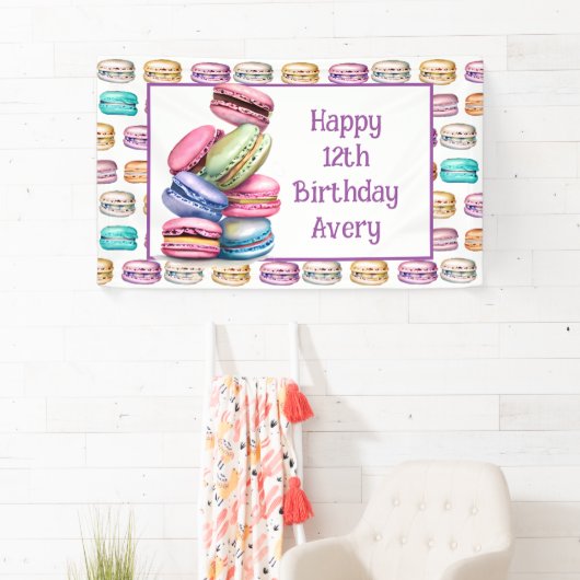Banderoles Pastel Macaron Cookie Thème Anniversaire (En situation)