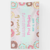 Banderoles Pastel Pink Donut Anniversaire Croissance (Vertical)