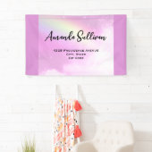 Banderoles Pastel Pink Sky avec Yellow Rainbow Adresse (En situation)