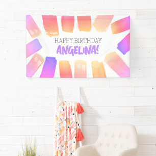 Banderoles Pastel Rainbow Brush Motif Paint Anniversaire