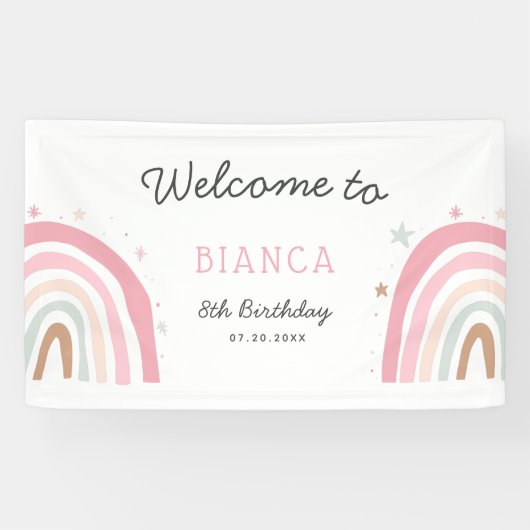Banderoles Pastel Rainbow fête d'anniversaire Bienvenue (Horizontal)