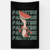 Banderoles pastèque, fleurs et texte Palestine Répéter (Vertical)
