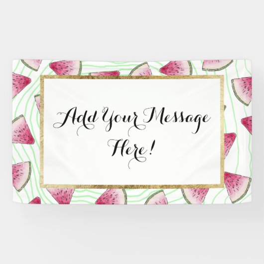Banderoles Pastèques mignonnes estivales d'aquarelle sur le (Horizontal)