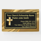 Banderoles Pasteur Eglise Elegant Or Et Noir (Horizontal)