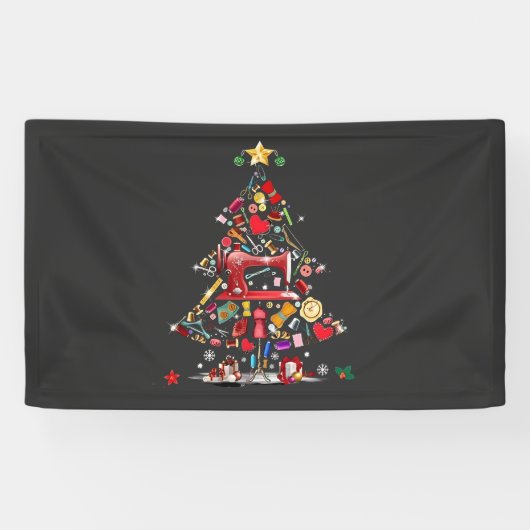 Banderoles Patchwork Joyeux Noël Arbre Patchwork Quilting (Horizontal)