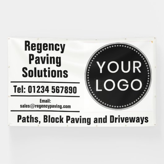 Banderoles Paths, Block Paving and Driveways with Logo (Horizontal)