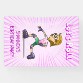 Banderoles Patinage à rouleaux Anniversaire fête rose (Horizontal)