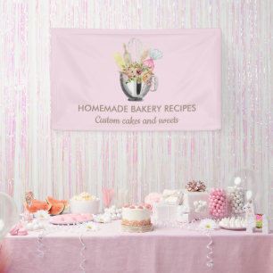 Banderoles Pâtisserie minimaliste élégante rose