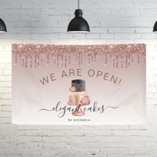 Banderoles Pâtisserie Nous sommes ouverts Paillettes Goutte R