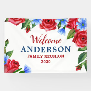 Banderoles Patriotique Floral Personnalisé Rouge Blanc Bleu