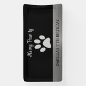 Banderoles Paw Chien Argent sur arrière - plan noir (Verticale)